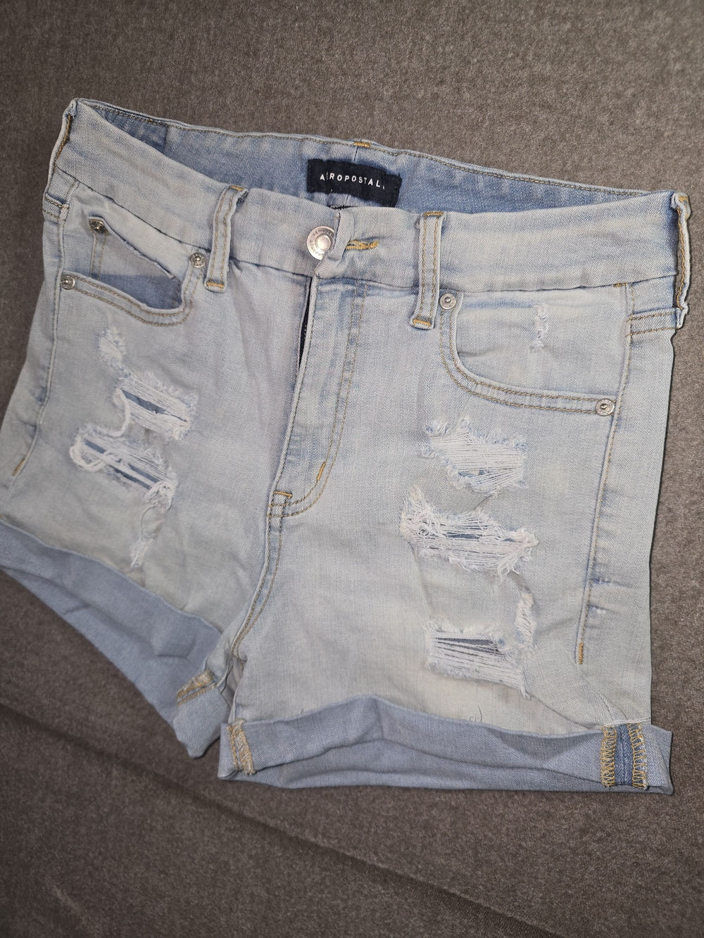 Aeropostale Light Wash High Rise Curvy Midi Stretch Denim Shorts - Women's 8